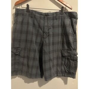Eddie Bauer Cargo‎ Shorts Men's Plaid Cotton Long Golf Board Pockets Size 36